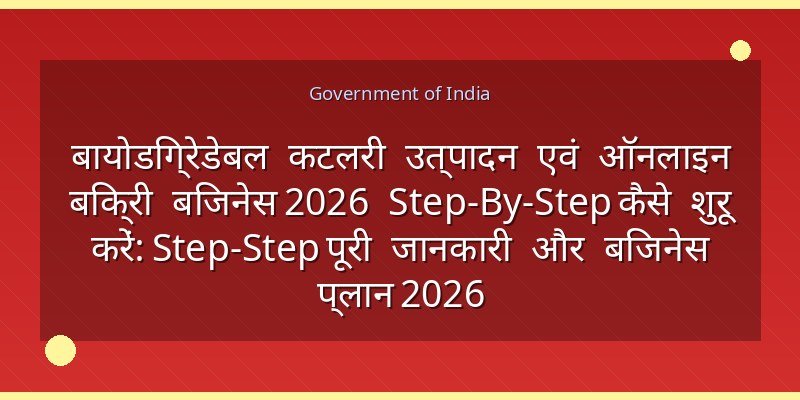 बायोडिग्रेडेबल कटलरी उत्पादन एवं ऑनलाइन बिक्री बिजनेस 2026 Step‑By‑Step कैसे शुरू करें: Step‑Step पूरी जानकारी और बिजनेस प्लान 2026