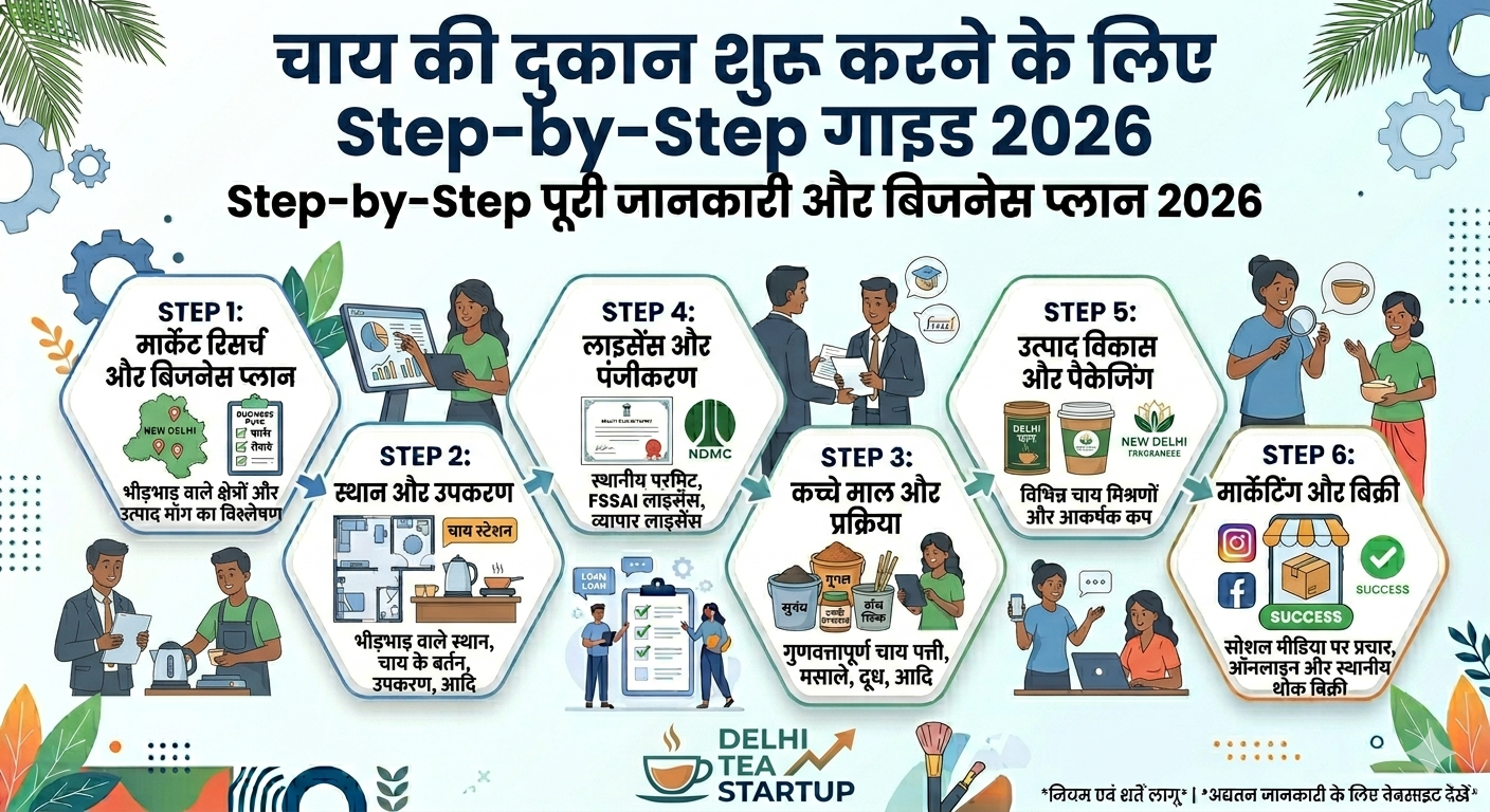 चाय की दुकान शुरू करने के लिए Step-by-Step गाइड 2026: Step-by-Step पूरी जानकारी और बिजनेस प्लान 2026