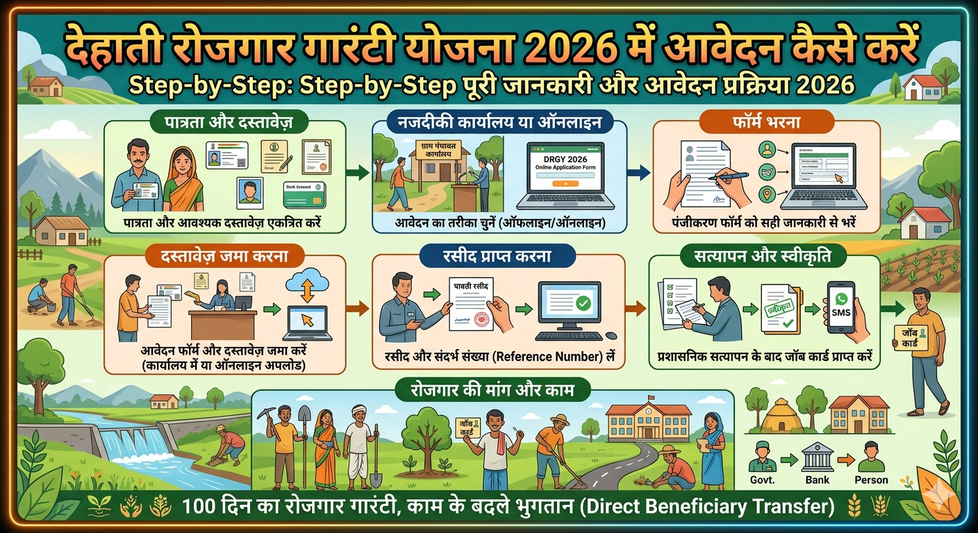 देहाती रोजगार गारंटी योजना 2026 में आवेदन कैसे करें Step-by-Step: Step-by-Step पूरी जानकारी और आवेदन प्रक्रिया 2026