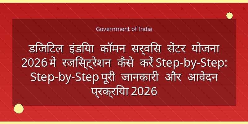 डिजिटल इंडिया कॉमन सर्विस सेंटर योजना 2026 में रजिस्ट्रेशन कैसे करें Step-by-Step: Step-by-Step पूरी जानकारी और आवेदन प्रक्रिया 2026