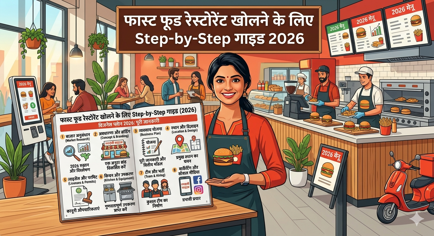 फास्ट फूड रेस्टोरेंट खोलने के लिए Step-by-Step गाइड 2026: Step-by-Step पूरी जानकारी और बिजनेस प्लान 2026