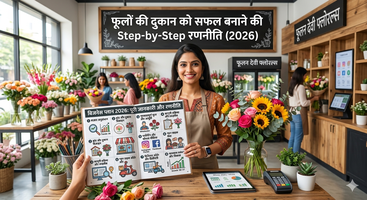 फूलों की दुकान 2026 में सफल बनाने के लिए Step-by-Step रणनीति: Step-by-Step पूरी जानकारी और बिजनेस प्लान 2026