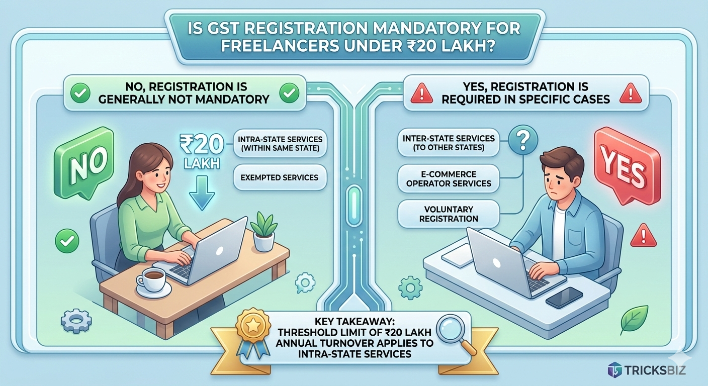 Is GST Registration Mandatory for Freelancers Under 20 Lakh?