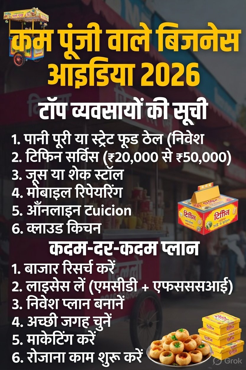 कम पूंजी में शुरू होने वाले व्यवसायों की पूरी जानकारी: पूरी जानकारी और बिजनेस प्लान 2026