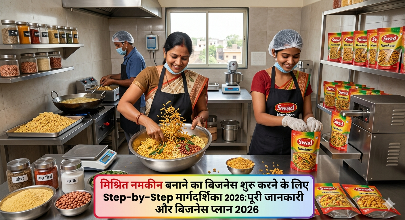 मिश्रित नमकीन बनाने का बिजनेस शुरू करने के लिए Step-by-Step मार्गदर्शिका 2026: Step-by-Step पूरी जानकारी और बिजनेस प्लान 2026