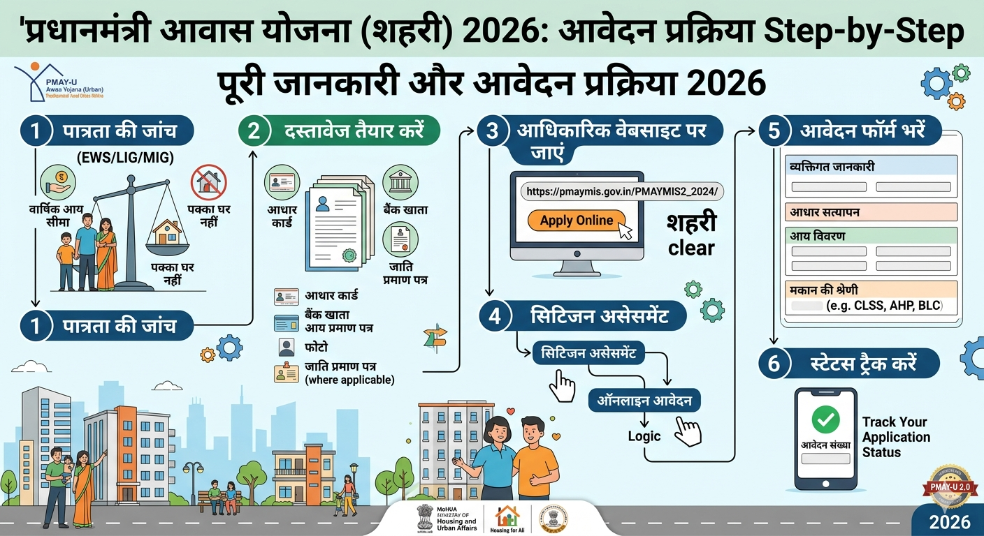 प्रधानमंत्री आवास योजना शहरी 2026 में आवेदन कैसे करें Step-by-Step: Step-by-Step पूरी जानकारी और आवेदन प्रक्रिया 2026