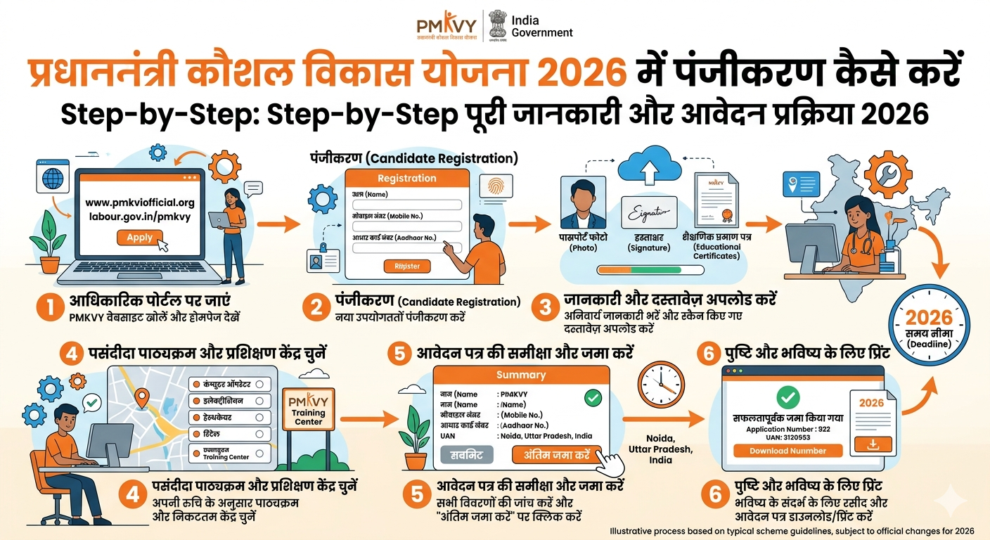 प्रधानमंत्री कौशल विकास योजना 2026 में पंजीकरण कैसे करें Step-by-Step: Step-by-Step पूरी जानकारी और आवेदन प्रक्रिया 2026