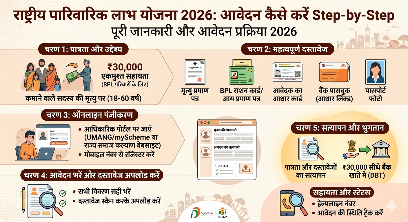 राष्ट्रीय पारिवारिक लाभ योजना 2026 में आवेदन कैसे करें Step-by-Step: Step-by-Step पूरी जानकारी और आवेदन प्रक्रिया 2026