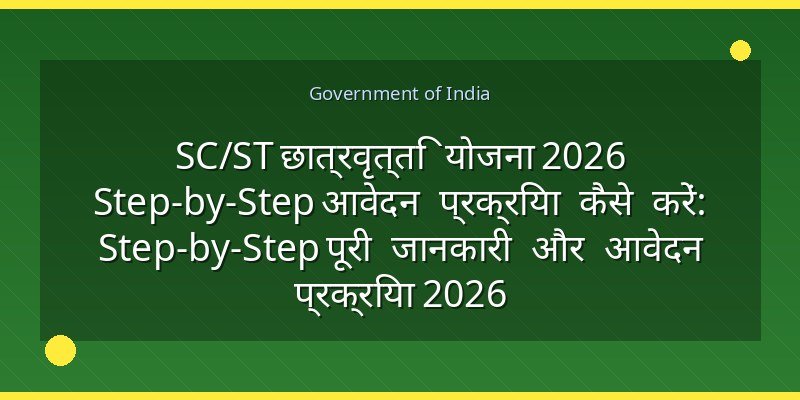 SC/ST छात्रवृत्ति योजना 2026 Step-by-Step आवेदन प्रक्रिया कैसे करें: Step-by-Step पूरी जानकारी और आवेदन प्रक्रिया 2026
