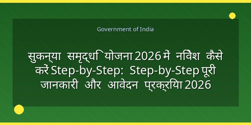 सुकन्या समृद्धि योजना 2026 में निवेश कैसे करें Step-by-Step: Step-by-Step पूरी जानकारी और आवेदन प्रक्रिया 2026