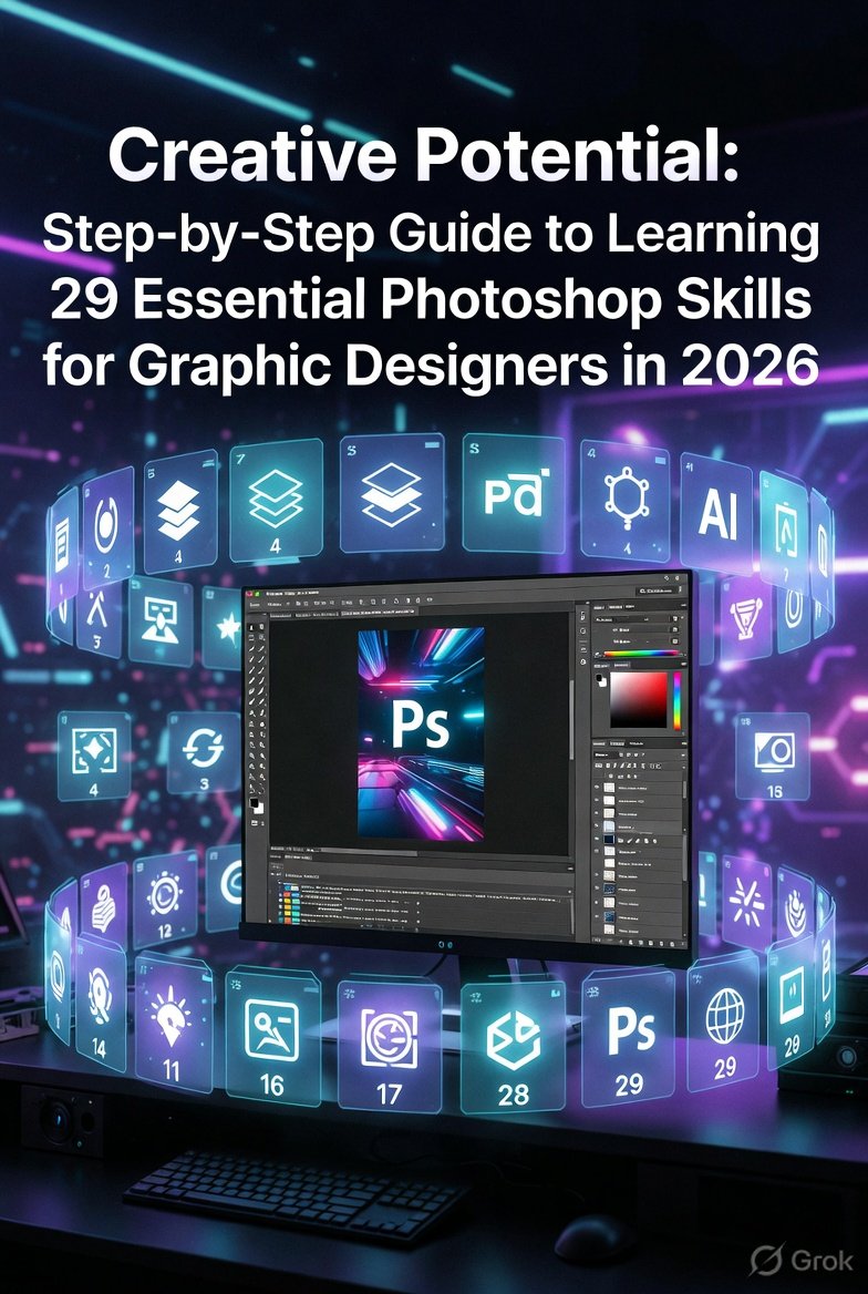 Creative Potential: Step-by-Step Guide to Learning 29 Essential Photoshop Skills for Graphic Designers in 2026